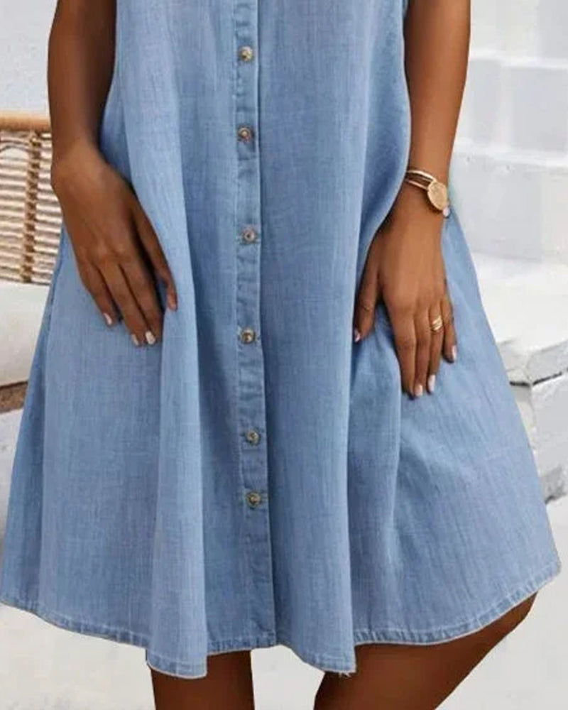 LD | midi-jurk met korte mouwen en knoopsluiting