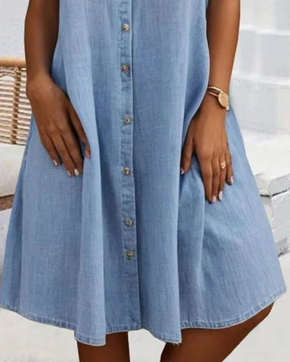 LD | midi-jurk met korte mouwen en knoopsluiting