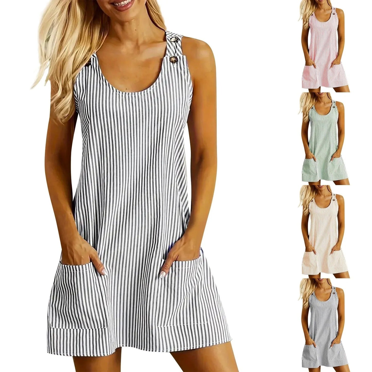 LD | Mini-jurk met structuur en gestreepte bandjes