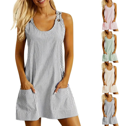 LD | Mini-jurk met structuur en gestreepte bandjes