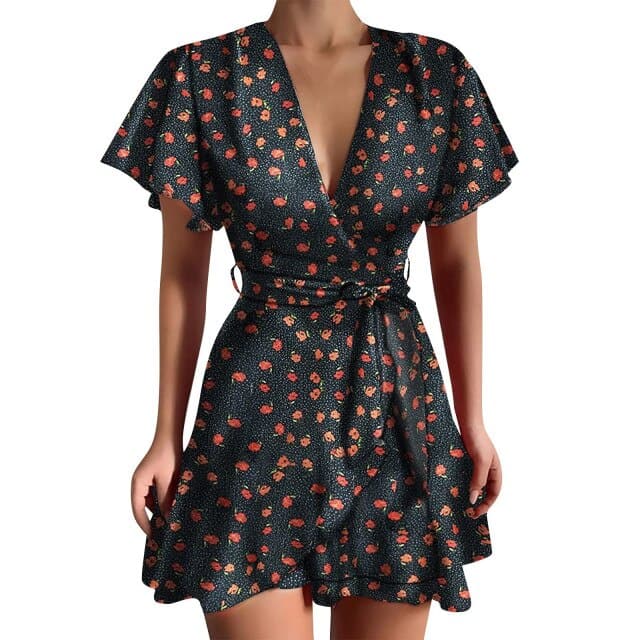 LD | Korte vintage mini jurk met vlindermouwen