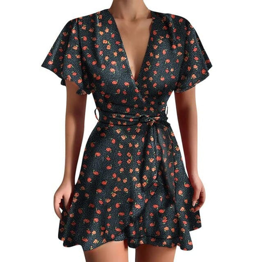 LD | Korte vintage mini jurk met vlindermouwen
