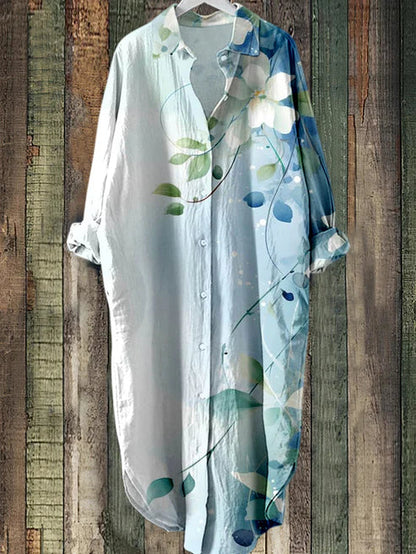 LD | Midi-jurk met knoopjes en bloemenprint