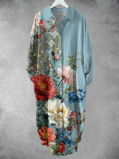 LD | Midi-jurk met knoopjes en bloemenprint