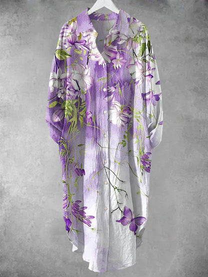 LD | Midi-jurk met knoopjes en bloemenprint