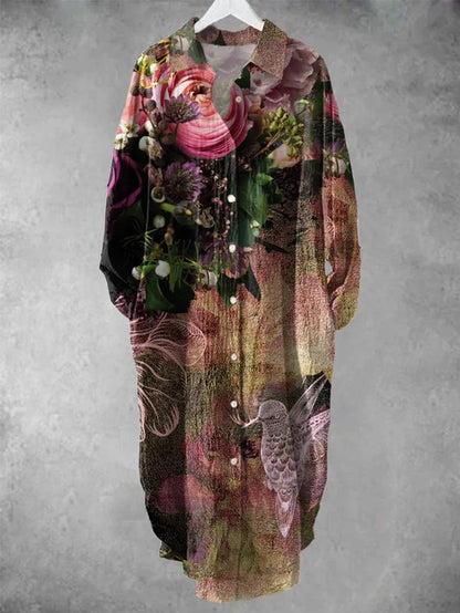 LD | Midi-jurk met knoopjes en bloemenprint