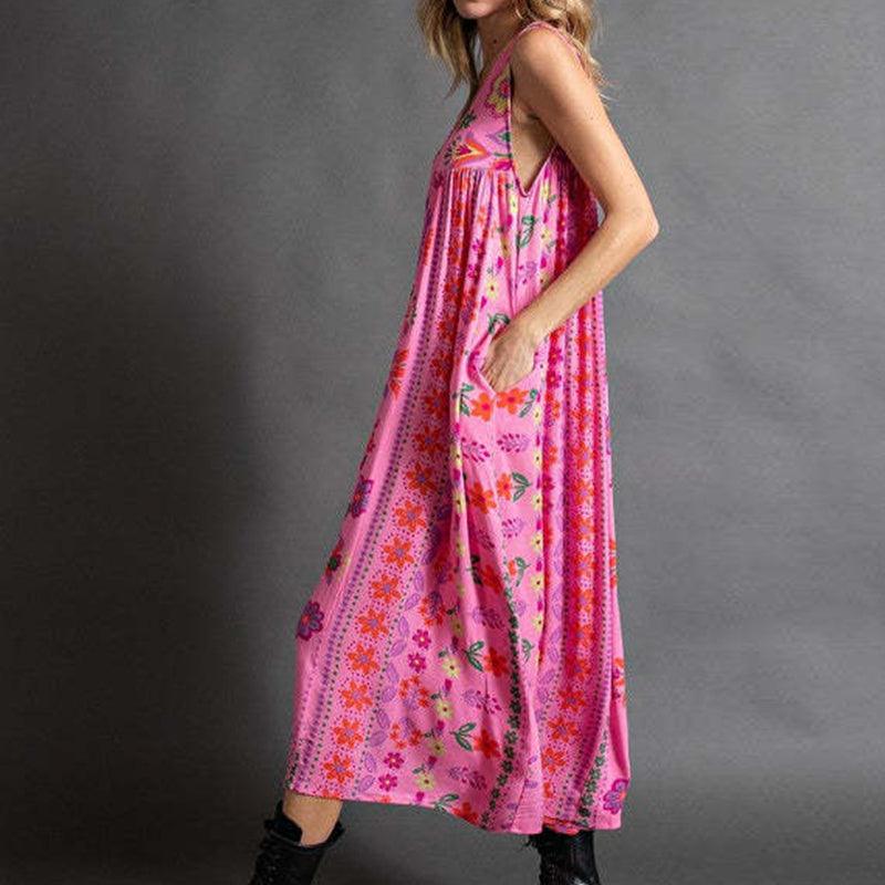 LD | Vintage geprinte mouwloze jumpsuit