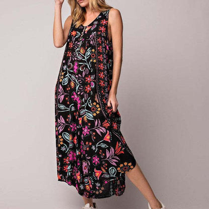 LD | Vintage geprinte mouwloze jumpsuit